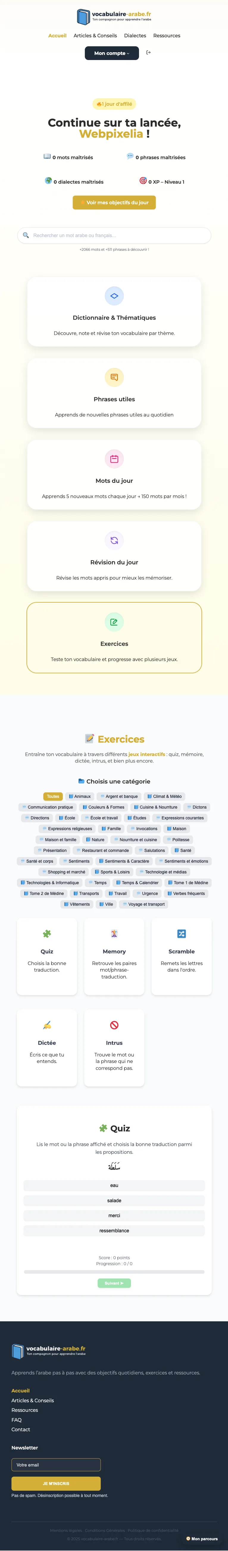 vocabulaire arabe accueil tablette