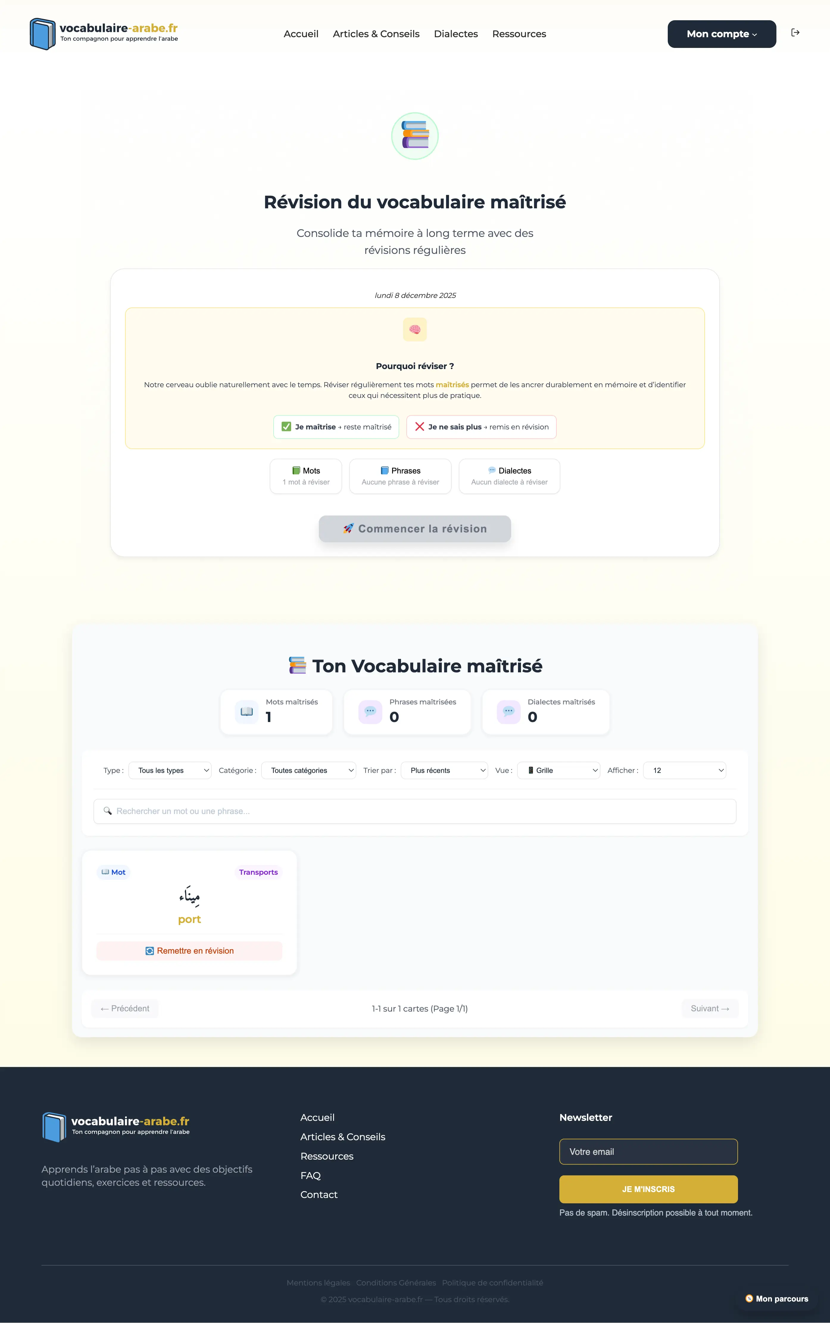 vocabulaire arabe revision maitrise