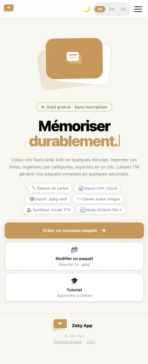 zeky mobile homepage
